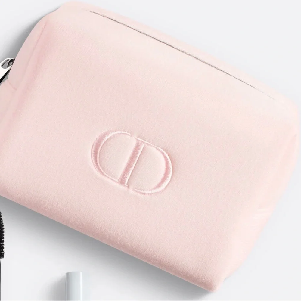 Dior Beauty Light Pink Makeup Bag Pouch Dior Logo Travel case, New - Picture 2 of 7